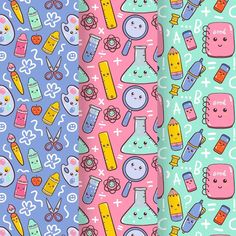 two different colored papers with cartoon characters on them, one in pink and the other in blue