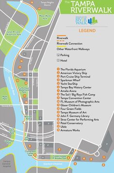 the tampa riverwalk map is shown in orange