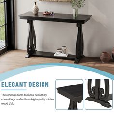 an advertisement for the elegant design console table