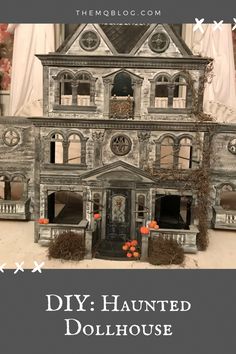 a doll house made out of wood with text overlay saying diy painted dollhouse