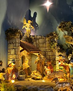 a nativity scene with the birth of jesus