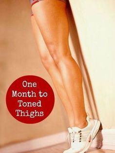 a woman's legs with the words one month to toned thighs