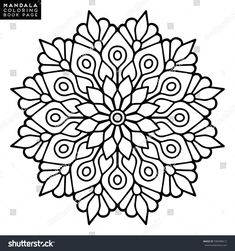 an abstract black and white drawing of a circular flower ornament with swirls