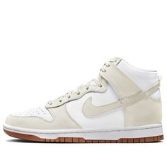 Cream High-top Lace-up Sneakers With Boost Midsole, High-top Cream Sneakers For Streetwear, Nike High-top Sneakers With Vulcanized Sole, Cream Leather High-top Sneakers With Gum Sole, Classic Cream High-top Sneakers, Cream Lace-up High-top Sneakers For Streetwear, Nike High-top Sneakers With Abzorb Midsole, High-top Cream Sneakers With Rubber Sole, Cream High-top Lace-up Sneakers With Rubber Sole