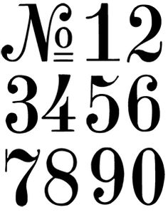 the numbers are black and white in different font styles, including one for each letter