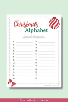 christmas alphabet worksheet for kids to practice their handwriting and writing skills, including the letter