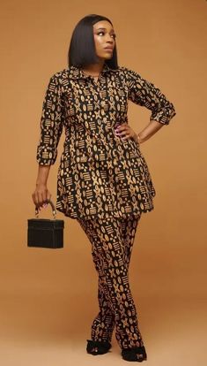 Adire Top And Trouser Styles For Women, Kampala Trouser And Top For Ladies, Top And Trousers Outfit Ankara, Ankara Trousers And Top For Women, Shirt And Trousers Women, African Print Skirt Outfits, Two Piece Outfits Pants