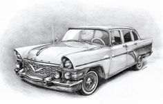 an old car is shown in this drawing