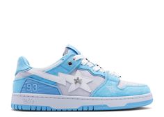 BAPY X Wmns Sk8 Sta 'Blue Mist' - BAPE - BPYSNSN0095XJ - light blue | Flight Club Bape Shoes Blue, Blue Designer Shoes, Babe Shoes, Jimmy Shoes, Drip Shoes, Bapesta Shoes, Sk8 Sta, Bape Shoes, Bape Sneakers