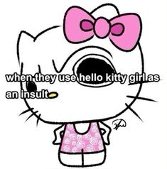 Hello Kitty Obsession, Hello Kitty Drawing Sketches, Hello Kitty Meme, Hello Kitty Sketch, Hello Kitty Text, Drawing Hello Kitty, Hello Kitty Funny, Family Comes First