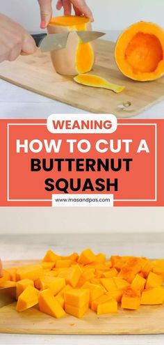 how to cut a butternut squash on a cutting board