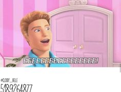 the cartoon character is talking to someone in front of a pink room with striped walls