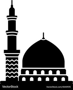 a black and white silhouette of a mosque