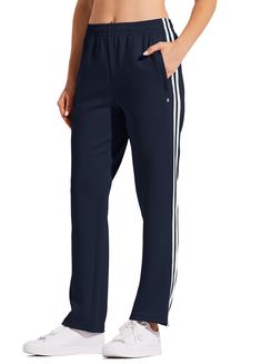 PRICES MAY VARY. 95% Polyester, 5% Spandex Soft & Skin-friendly: Willit women high-waisted sweatpants are made of soft, stretchy and wrinkle-free moisture-wicking fabric, which is suitable for jogging, exercise or daily casual wear Suitable for all seasons: The material and thickness of these track pants are suitable for casual or sports in cold winter as well as mild spring, and they will be the most versatile and wearable item in your closet Practical & Durable: With 2 side zipper pockets for securely storing items and 1 back pocket for extra space, these pants resist fading, pilling, or deformation, staying new-looking over time Stylish fit: The straight-cut design reaching down to the ankles helps to flatter the legs, while the elastic high-waist with drawstring fits various body shape Jogging Exercise, High Waisted Sweatpants, Athletic Sweatpants, Track Pants Women, Training Pants, Athletic Running, Sports Training, Pants Straight Leg, Soft Skin