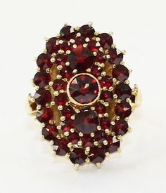 Stamped 14k Garnet Ring Jewelry, 14k Stamped Garnet Ring Jewelry, 14k Stamped Garnet Ring, Garnet Ring With 17 Jewels, 14k Yellow Gold Garnet Jewelry, Gold Multi-stone Garnet Jewelry, Gold Garnet Multi-stone Jewelry, Collectible Garnet Ring Jewelry, Antique Ruby Multi-stone Jewelry