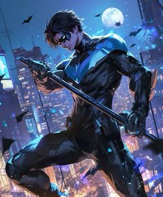 #nightwing Nightwing Inspired Outfit, Female Nightwing, Nightwing Pfp, Nightwing Fanart, Nightwing Hoodie, Dc Nightwing, Nightwing Costumes, Nightwing Art, Nightwing Wallpaper