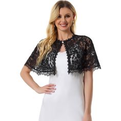 This semi-sheer evening shawl adorned with beautiful lace and a metal hook closure keeps it from falling off. This shawl can be used with your daily shoulder-off dress, sling, camisole dress, sleeveless top, and dress. It fits almost all women and girls. Suitable for Bridal, Wedding, Evening Party, Ball, Church, Tea party, Family Travel, Formal and Special Occasions. Also it can be used as a neckerchief, a bride gift, or leaving present as well. Church Tea Party, Lace Shawls, Wedding Evening Party, Leaving Presents, Evening Shawls, Wedding Cape, Camisole Dress, Lace Shawl, Bride Gift