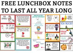 free lunchbox notes to last all year long