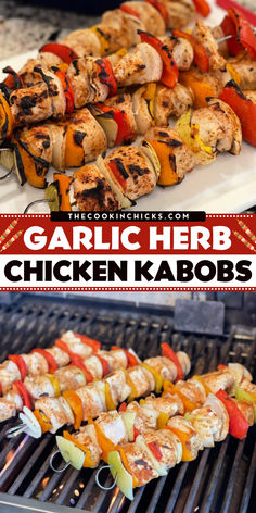 Looking for simple Memorial Day dinner recipes? Check out these Garlic Herb Chicken Kakobs! This chicken kabobs recipe is a flavor-packed spring grilling idea that's easy to put together. This tender, juicy dish makes for a quick meal that's ready in under 30 minutes! Easy Chicken Kabobs, Chicken Kabobs On The Grill, Kabobs On The Grill, Healthy Grilled, Garlic Herb Chicken, Easy Grilling Recipes