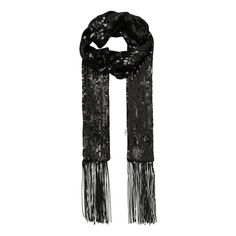 DÉtails : Fringe(s). Composition : Polyester : 100%. Dimensions : Length: 170 Cm, Width: 8 Cm. Fabrication : China. Sequin Scarf, S Composition, Womens Scarves, Scarf Accessory, Composition, Fabric, Black