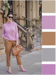 Cream Color Combo Outfit, Purple Autumn Outfit, Spring Color Palette Clothes, Color Combinations For Clothes Women, Classy Fashion Style, Stylish Spring Outfit, Elegance Dress, Pixie Bob Haircut