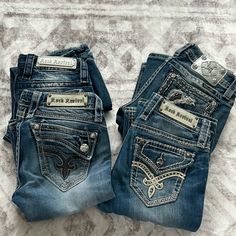 Good Condition One Pair Has A Grass Spot Size 25/26 3 Bootcut , 1 Ankle Skinny Miss Me , Rock Revivals Jeans Rock Revival Outfit, Rock Revival Jeans Mens Outfit, Rock Revival Jeans Outfit, Rock Revival Jeans, Miss Me Jeans, Rock Revival, Jeans Rock, Miss Me, Rock Revival Jean