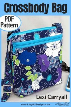 an image of a cell phone and purse on the cover of a sewing pattern for a cross - body bag