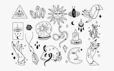 an image of various tattoos drawn in black and white