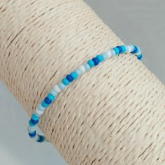 See Bead Bracelets, Bracelet Ideas Sea Beads, Sea Beads Bracelet Ideas, Beads Bracelet Design Blue, Blue And White Seed Bead Bracelet, Seas Bead Bracelets, Blue Beaded Bracelets For Men, Cute Blue Bracelet, Seabeads Bracelets