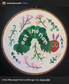 a close up of a embroidery on a hoop