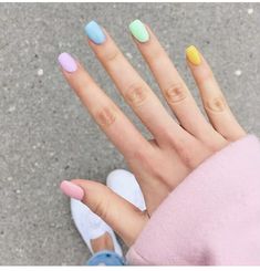 Summer Vsco, Multicolored Nails, Hand Nails, Nail Art Designs Summer, Simple Acrylic Nails