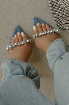 Miss Lola | Denim Embellished Lace Up High Heels – MISS LOLA Jean Heels, How To Make Jeans, Single Sole Heels, Denim Heels, Miss Lola, Cute Shoes Heels, Jeans With Heels, Lace Up High Heels, Pointed Heels