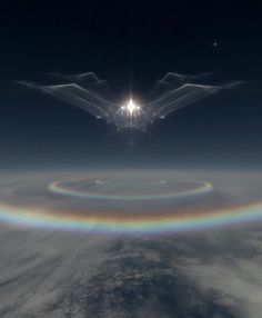 an artist's impression of a ring in the sky with a rainbow on it