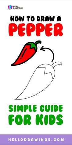 How to Draw a Pepper | Simple Tutorial for Kids Kids Vegetables, Easy Drawings For Kids