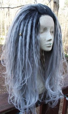 Lace-Front Silver Ombre Synthetic Dreadlock Wig *Synthetic Dreads * Wool Dreads *Dreadlocks Extensions * Cosplay * Festival * Flow * Hooping Hair Beading, Mini Boo, Dreadlock Wig, Dreadlocks Extensions, Dread Extensions, Silver Ombre, Synthetic Dreads, Dread Hairstyles