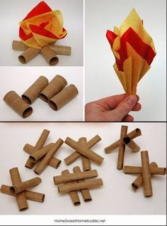 the instructions for how to make an origami fire