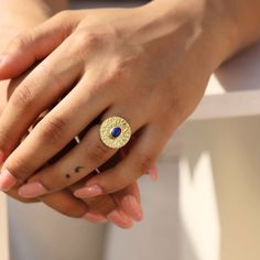 ✦ Looking to add some sophisticated style to your wardrobe? Look no further than this stunning Lapis Lazuli hammered Ring! Crafted with a deep, vibrant blue natural gemstone set in a simple yet elegant ring setting, this piece is sure to make a statement wherever you go.  Whether it's your everyday accessory or special occasion jewelry, this ring will look beautiful on all occasions.  Plus, its authentic lapis lazuli stone not only looks stylish but is also said to bring strength, courage and determination - perfect for when you're feeling down or need an extra boost! This timeless piece is sure to stay radiant as long as you wear it - an investment that allows you to make a fashion statement every single day. Get yours now and jazz up any ensemble with a little bit of lapis luxe! 💎  Plea Hammered Silver Ring, Special Occasion Jewelry, Hammered Ring, Lapis Lazuli Ring, Hammered Rings, Ring Birthstone, Jewelry Bridesmaid, Lapis Lazuli Stone, Ring Setting