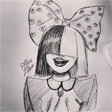 a drawing of a girl with a big bow on her head