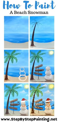 how to paint a beach snowman with step by step instructions