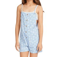 <p>the billabong girl's wave watch jr short overall romper is made for easygoing days in a hammock under a palm tree. This romper is made of a super soft cotton and viscose twill blend with a 2-inch inseam for all-day comfort. The front button-up closure plus adjustable sliders in the back will allow you to customize your fit. It features patch pockets on the front so you store your personal needs or save a pretty seashell. Complete your sunset days with the billabong girl's wave watch jr short overall romper. </p> Summer Shortalls With Adjustable Straps, Summer Shortalls With Adjustable Straps For Spring, Cotton Shortalls For Summer Vacation, Spring Beach Shortalls, Summer Cotton Shortalls For Beach, Summer Cotton Shortalls For The Beach, Summer Beach Cotton Shortalls, Trendy Summer Shortalls With Adjustable Straps, Onesie For Teens