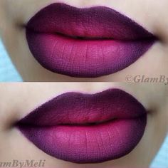 This video tutorial shows how to create ombre lips using a dark violet pencil liner and a deep berry-colored lip cream.  DIY quick sexy lips with these products. Make Up Inspiration, Lip Cream, Lipstick Colors