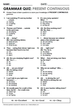 a printable question sheet with the words'grammar quiz '