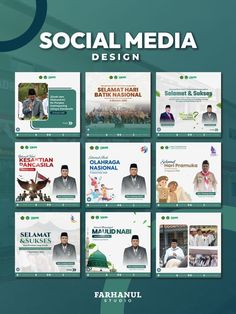 the social media design is displayed in green and white