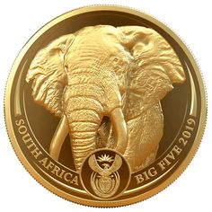 a gold coin with an elephant on it