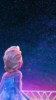 a frozen princess looking at the stars in the sky