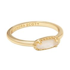 Kendra Scott Emma 14K Gold Over Brass Band Ring - Mother of Pearl 7 Kendra Scott Opal Ring, Pretty Dainty Rings, Be Maad Jewelry, Gold Ring Dainty, Vintage Ring Collection, Gold Gucci Ring, Gold Cute Jewelry, Pretty Promise Rings Gold, Christmas Inspo Gifts