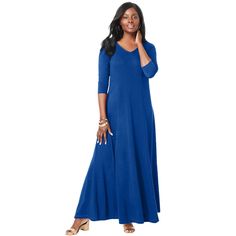 Striking maxi dress with a V-neckline front and back and a full sweeping hem. Figure flattering and perfectly proportioned Classic Dresses, Target Clothes, Dark Sapphire, Tiered Midi Dress, Ladies Of London, Dress 16, Classic Dress, White Midi Dress, T Shirt Dress