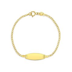 This beautiful children's bracelet is a beautiful way to celebrate your little girl or boys milestones. A stunning bracelet made from 14k yellow gold, that can be engraved to feature your little ones name. This will easily become your favorite gift, that you will be able to look back on and remember your little ones small wrist. Measuring at 5.5" this bracelet has enough room to fit as they grow. Gift box included with purchase. Presents For Children, Teen Ring, Teen Necklaces, Teen Earrings, First Birthday Presents, Kids Bracelet, Baby Necklace, Teen Jewelry, Baby Earrings