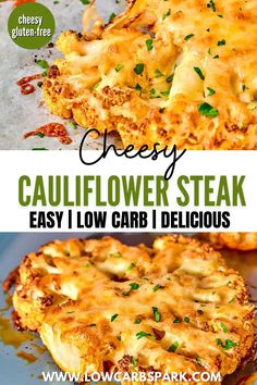 this cheesy cauliflower steak is an easy low carb appetizer