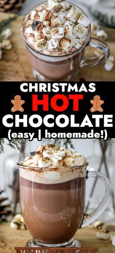 Easy Homemade Christmas Hot Chocolate | Easy Recipes Old Fashioned Hot Chocolate, Best Hot Cocoa Recipe, Best Homemade Hot Chocolate, Homemade Hot Chocolate Recipe, Dark Hot Chocolate, Hot Chocolate With Marshmallows, Chocolate With Marshmallows